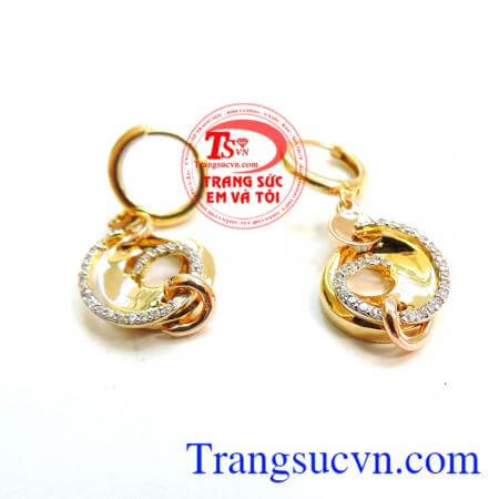 Hoa tai vàng 18k ý chất lượng, bảo hành 12 tháng.