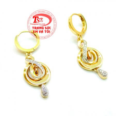 Bông tai vàng italy 18k bảo hành 1 năm,
