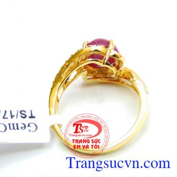 Nhẫn nữ vàng gắn đá quý ruby thiên nhiên dành cho phái đẹp, đeo hợp thời trang và quý phái