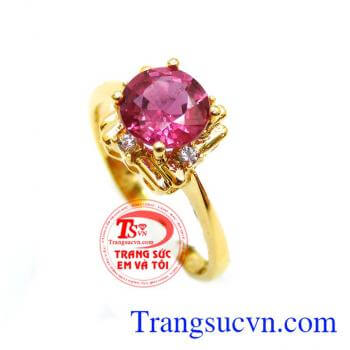 Nhẫn nữ vàng gắn đá quý ruby thiên nhiên dành cho phái đẹp, đeo hợp thời trang và quý phái