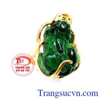 Nhẫn vàng tỳ hưu xanh lá giá rẻ,phù hợp đeo ngón giữa,Giao Nhẫn vàng tỳ hưu xanh lá toàn quốc.