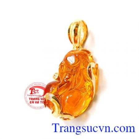 Mặt tỳ hưu đá vàng hợp thời trang. Mặt tỳ hưu đá vàng 10k.