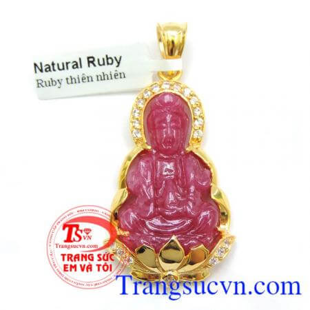 Mặt Phật ruby bọc vàng