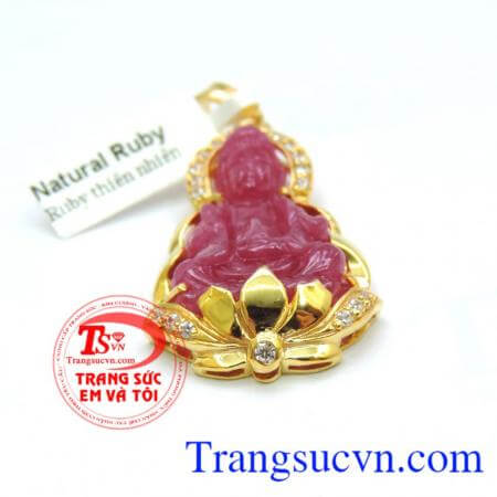 Mặt Phật ruby bọc vàng