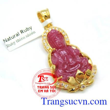 Mặt Phật ruby thiên nhiên có GIẤY KIỂM ĐỊNH ĐÁ QUÝ và VÀNG KÈM THEO bảo hành 12 tháng, Mặt Phật ruby bọc vàng