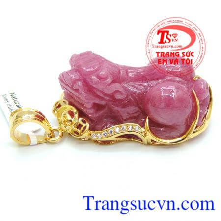 Mặt Tỳ hưu đá quý Ruby thiên nhiên Bọc vàng 18k 750 Có Giấy kiểm định Đá Quý và Vàng,Bảo hành 12 tháng