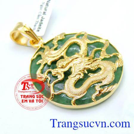 Giao Mặt Jadeite Đồng xu Rồng Vàng 18k toàn quốc thanh toán an toàn, Mặt Jadeite Đồng xu Rồng Vàng 18k