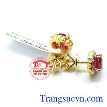 Nhẫn nữ ruby, Mặt dây vàng ruby, Hoai tai Ruby thiên nhiên được khách hàng ưa chuộng và bình chọn nhiều năm. Bộ Nhẫn Mặt Hoa Tai Vàng Ruby 