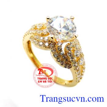 Nhẫn nữ vàng trắng 18k (75%Au) dành cho phái đẹp, đeo hợp thời trang và quý phái