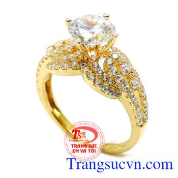 Chiếc Nhẫn Vàng 18k Nữ, Bền màu chất lượng vàng 75%Au sáng bóng bền đẹp, song hành cùng với thời gian