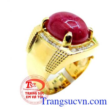 Nhẫn nam vàng 14k Ruby thiên nhiên