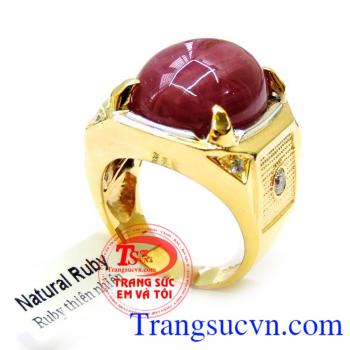 Nhẫn Đá quý Ruby nam 14k