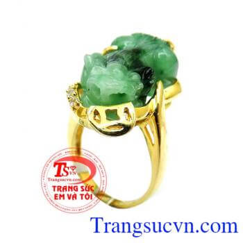 Chiếc Nhẫn vàng Tỳ hưu Ngọc,Khách hàng ưa chuộng sản phẩm nhẫn nữ vàng tây bền đẹp