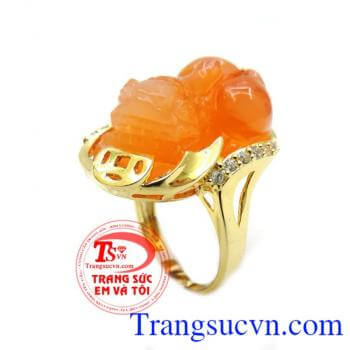 Nhẫn Vàng tỳ hưu Chalcedon