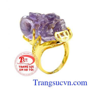 Nhẫn vàng Tỳ hưu Amethyst