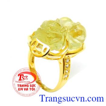 Nhẫn Vàng tỳ hưu Citrine