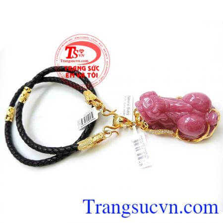 Bộ Mặt Tỳ hưu Ruby vàng 18k