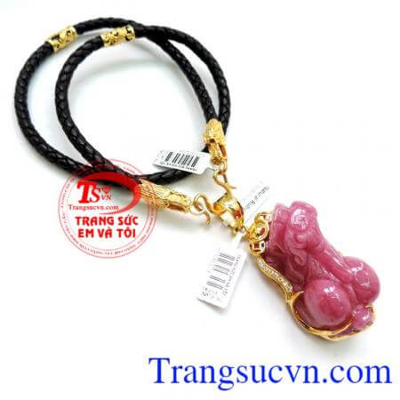 Bộ Mặt Tỳ hưu Ruby vàng 18k