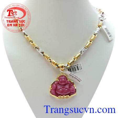 Bộ Dây chuyền 18k Mặt Phật Ruby