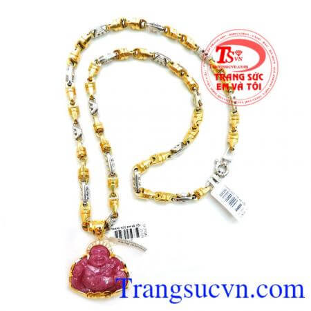 Bộ Dây chuyền 18k Mặt Phật Ruby