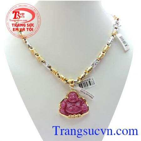 Dây chuyền vàng 18k italy,Bộ Dây chuyền 18k Mặt Phật Ruby bảo hành 12 tháng,