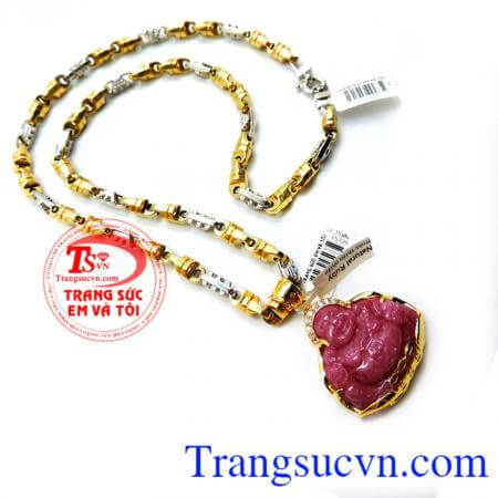 Bộ Dây chuyền 18k Mặt Phật Ruby