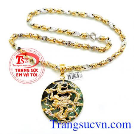 Bộ Mặt rồng vàng 18k Ngọc Phỉ Thúy