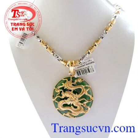 Mặt Ngọc Rồng Vàng 18k Dây Chuyền Ý Bộ