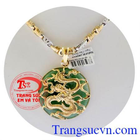 Bộ trang sức Nam Nam Tính và May mắn,Chất lượng vàng 18k 750 Đảm bảo,Bảo hành 1 năm,Giao Mặt Ngọc Rồng Vàng 18k