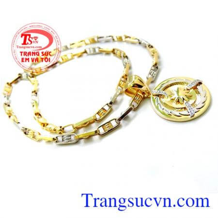 Mặt dây chuyền vàng 18k+Dây vàng italy
