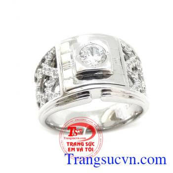 Nhẫn nam vàng trắng ý