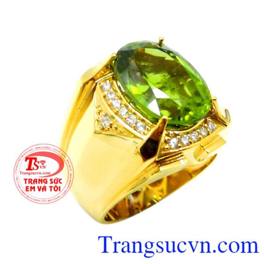 Nhẫn nam mệnh hỏa vàng 14k Peridot