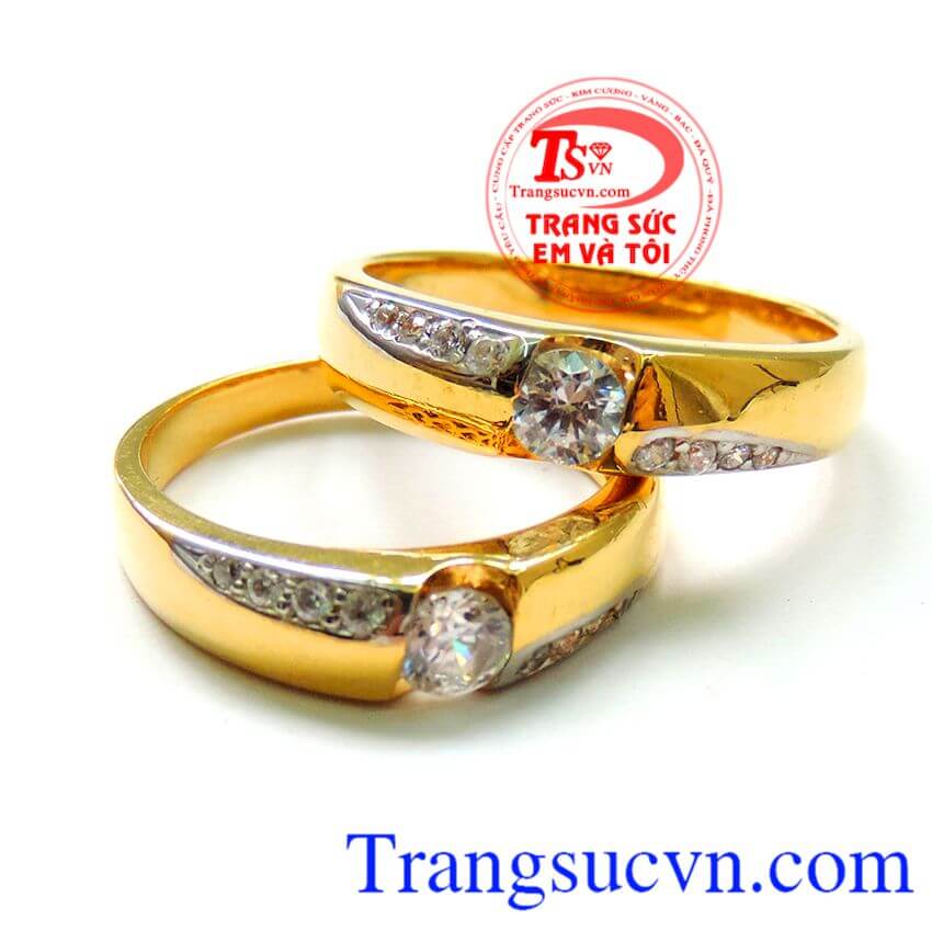 Nhẫn cưới đẹp thiết kế tinh tế chất lượng vàng 18k 75%Au