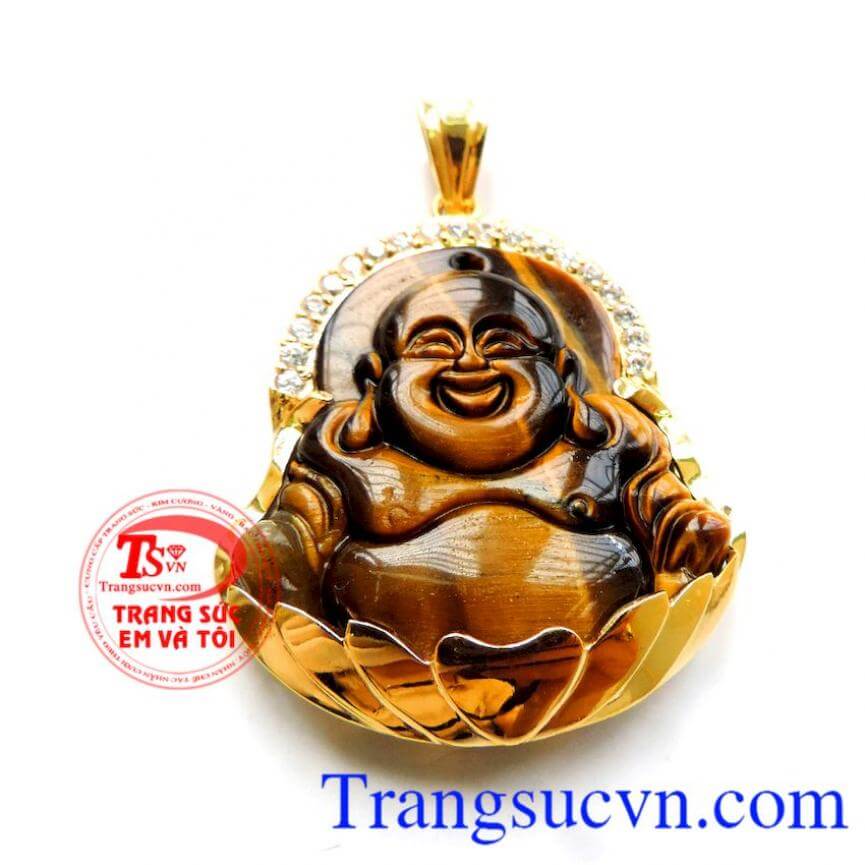 Mặt Phật mắt hổ vàng 14k