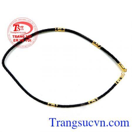 Dây da đeo cổ bọc vàng nam