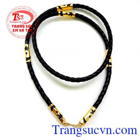 Dây da đeo cổ bọc vàng nam, Dây da bọc vàng