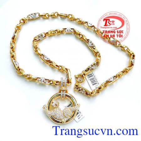 Bộ dây chuyền mặt Báo vàng May Mắn