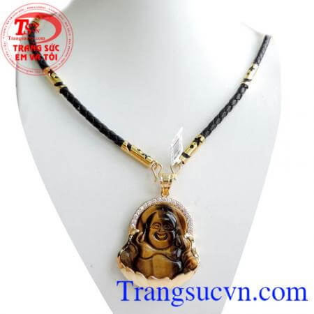 Mặt dây chuyền nam chạm khắc bọc vàng 14k sáng