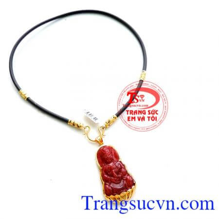 Bộ Mặt phật Quan âm đỏ dây cao su vàng bền đẹp