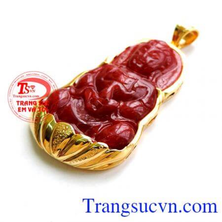 Phật ngọc cẩm thạch bọc vàng 14k