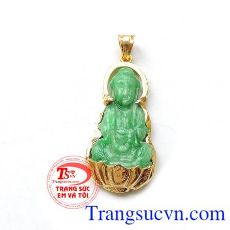 Mặt phật ngọc jadeite vàng 14k