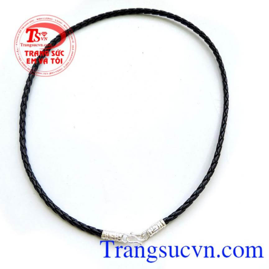 Dây Da bọc bạc 2 đốt độc đáo