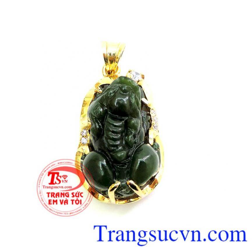 Mặt tỳ hưu ngọc cẩm thạch 14k 