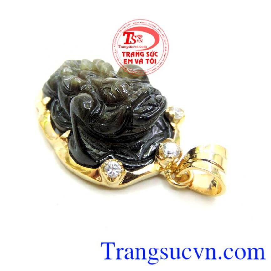 Mặt Dây Thiềm Thừ Saphir Bọc Vàng 14k