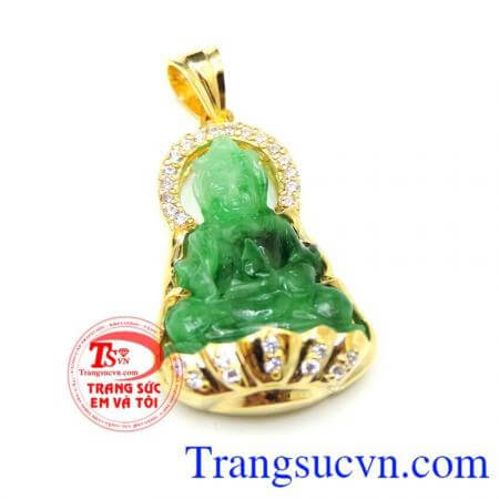 Mặt phật ngọc phỉ thủy đẹp bọc vàng đảm bảo chất lượng, bảo hành 1 năm