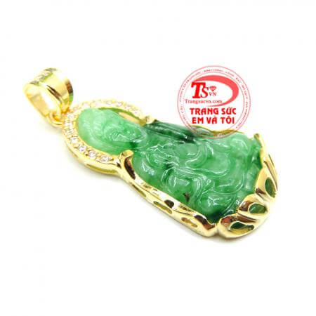 Phật ngọc cẩm thạch bọc vàng 14k