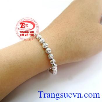 Lắc tay nữ dạng bi vàng trắng tinh tế, đẹp