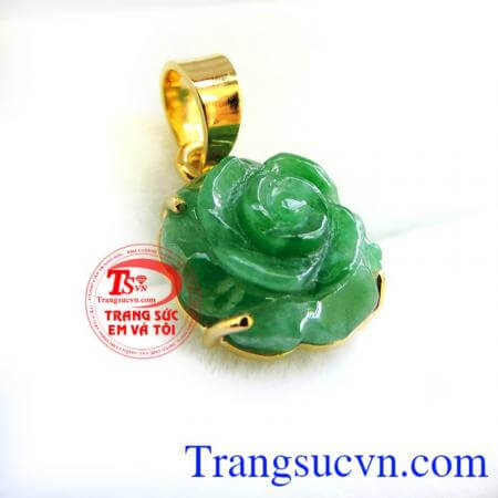 Mặt dây vàng hoa hồng lục