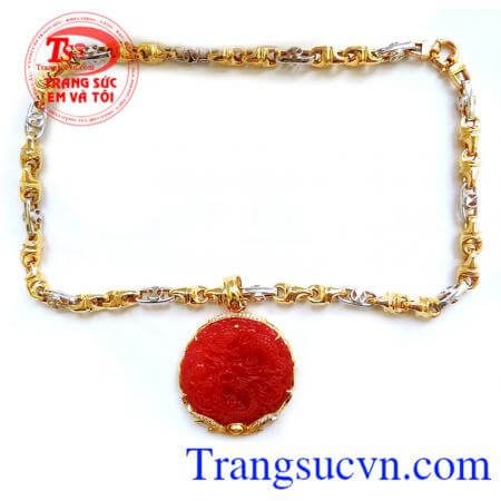 Mặt dây rồng ngọc đỏ vàng