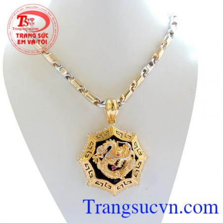 Bộ Mặt dây chuyền Bát Qoái dây chuyền vàng nam tính